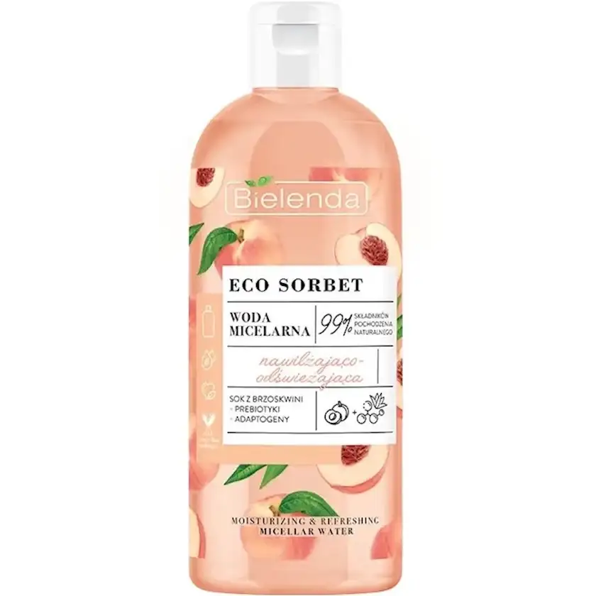 Nəmləndirici və təravətləndirici misellyar su Bielenda Eco Sorbet Peach 500 ml